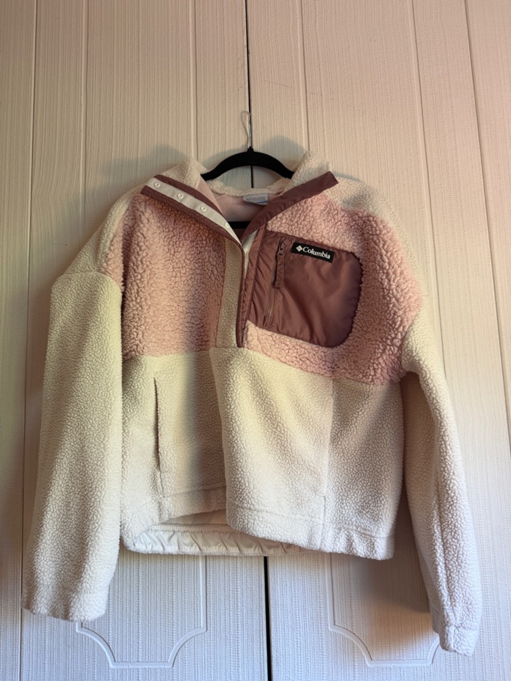 Columbia Cream & Blush Sherpa Pullover Jacket